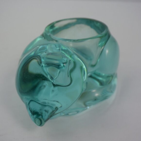 Indiana Glass Teal Aqua Glass Cat Candle Holder - Picture 5 of 7